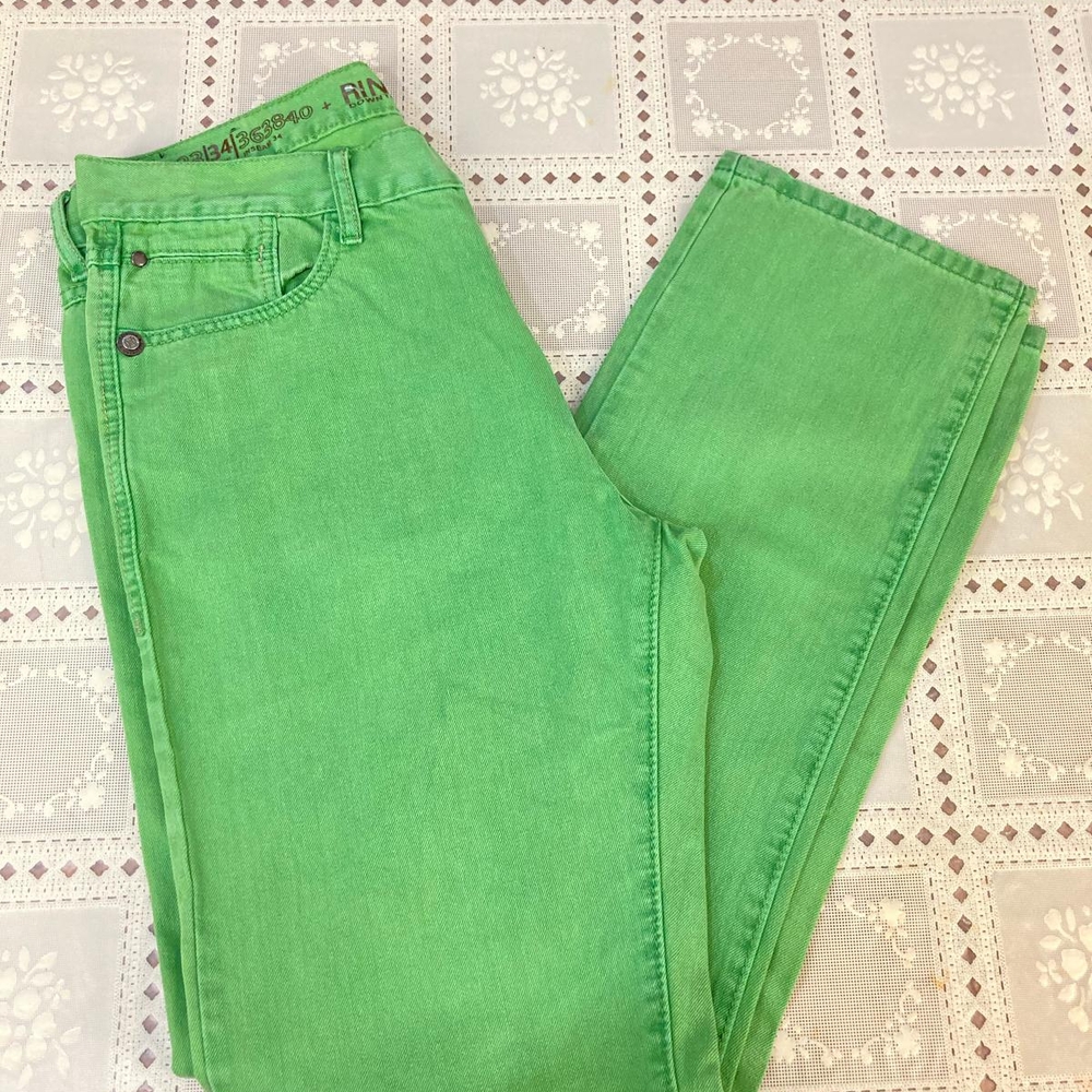 Ring of Fire Jeans Mens 34x34 Green Denim Slim Straight